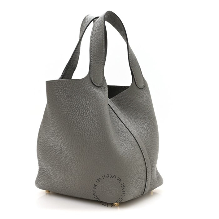 Túi Xách Hermes Taurillon Clemence Picotin Lock 18 PM Gris Meyer TMH054