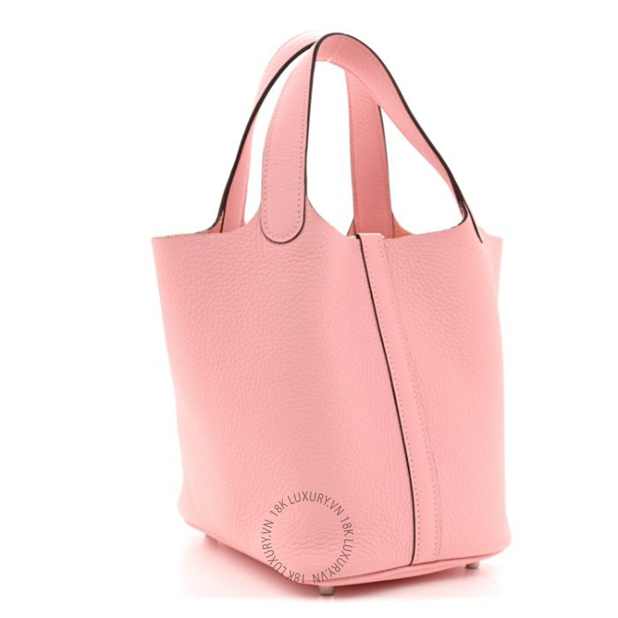 Túi xách Hermes Taurillon Clemence Picotin Lock 18 PM Rose Sakura HMT068