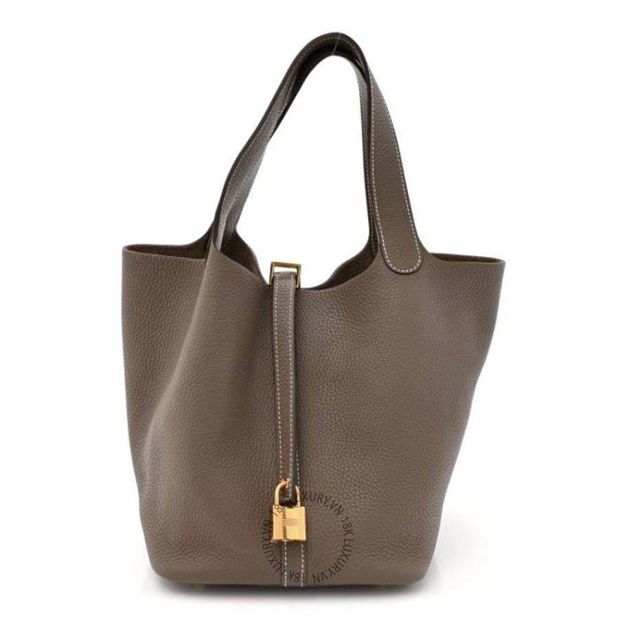 Túi Xách Hermes Taurillon Clemence Picotin Lock 22 MM Etoupe TMH213