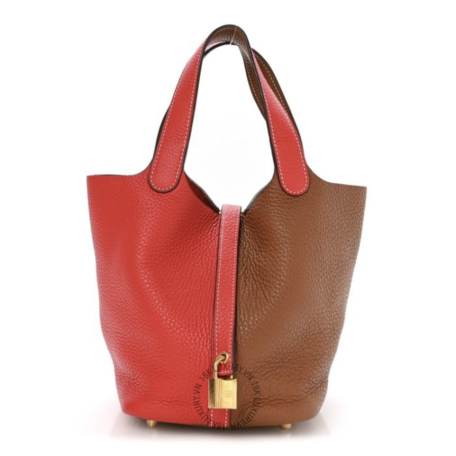 Túi Xách Hermes Taurillon Clemence Picotin Lock Picotin 18 PM Rouge De Coeur Gold TMH073