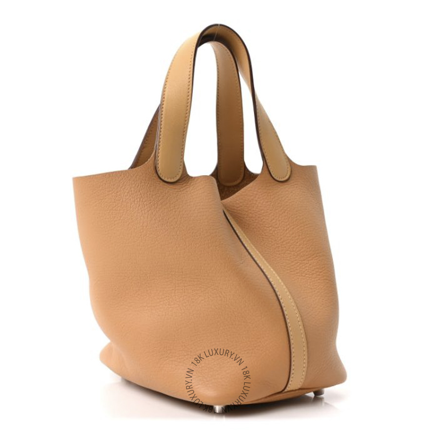 Túi Xách Hermes Taurillon Clemence Swift Eclat Picotin Lock 18 PM Caramel TMH032