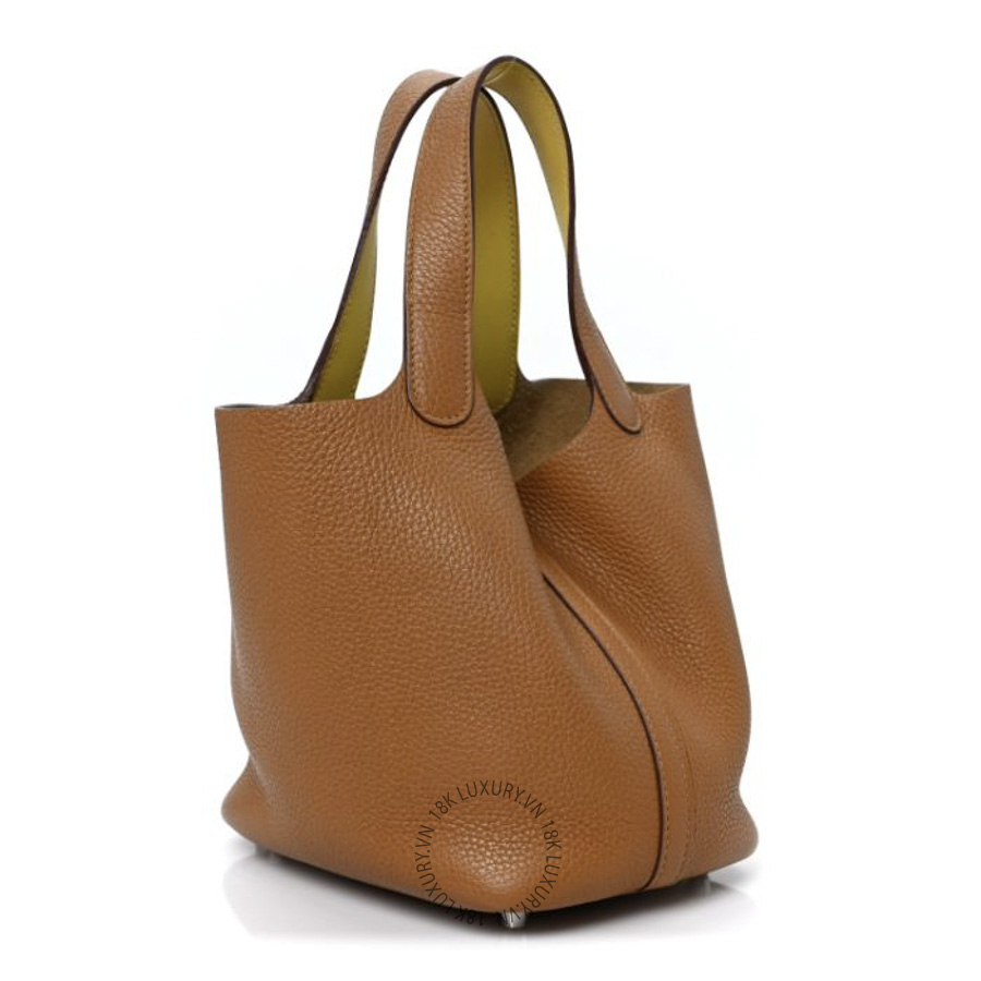Túi Xách Hermes Taurillon Clemence Swift Eclat Picotin Lock 18 PM Sesame Lime TMH129
