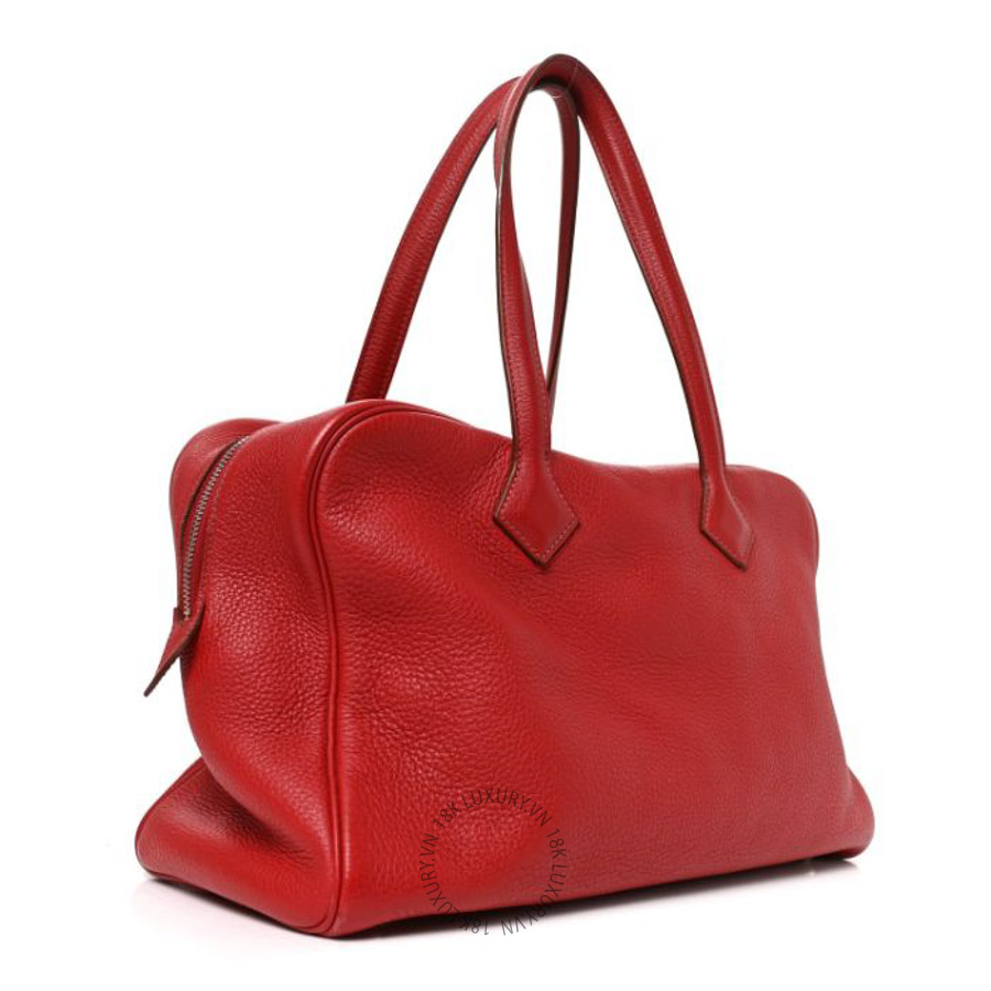 Túi xách Hermes Taurillon Clemence Victoria II 35 Rouge Garance FPTH095