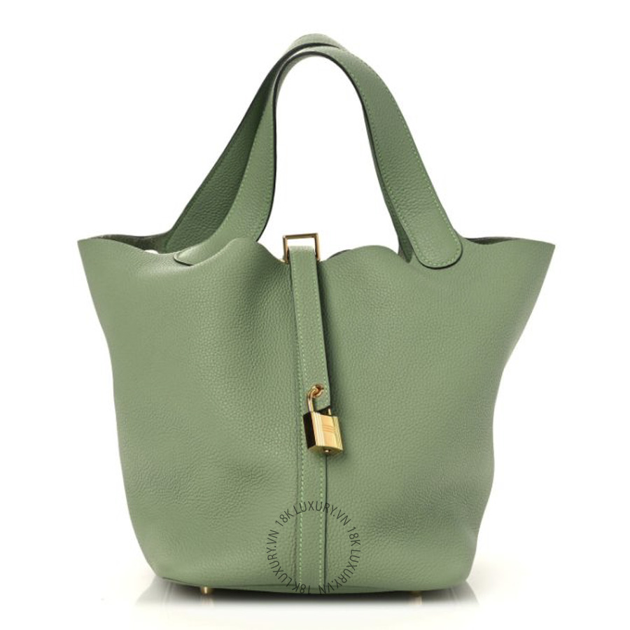 Túi Xách Hermes Taurillon Maurice Picotin Lock 22 MM Vert Criquet TMH366