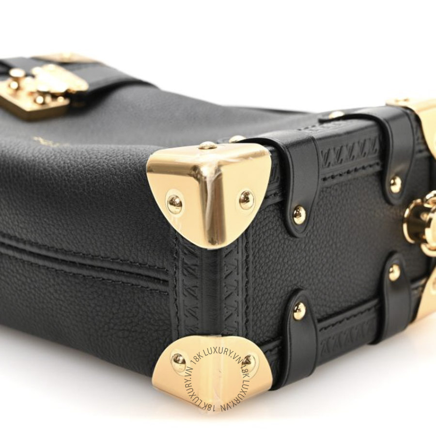 Túi Xách Hộp Đeo Chéo Louis Vuitton Grained Calfskin Side Trunk PM Black MNGR197 22 Túi Xách Hộp Đeo Chéo Louis Vuitton Grained Calfskin Side Trunk PM Black MNGR197