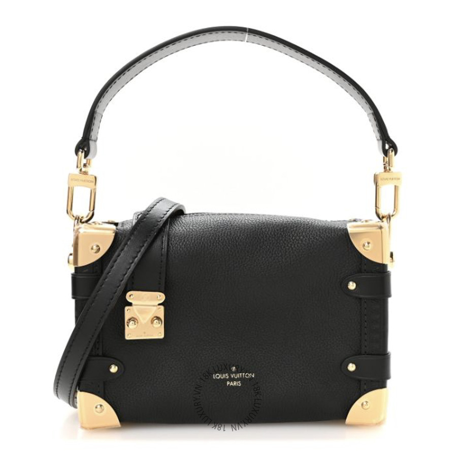 Túi Xách Hộp Đeo Chéo Louis Vuitton Grained Calfskin Side Trunk PM Black MNGR197
