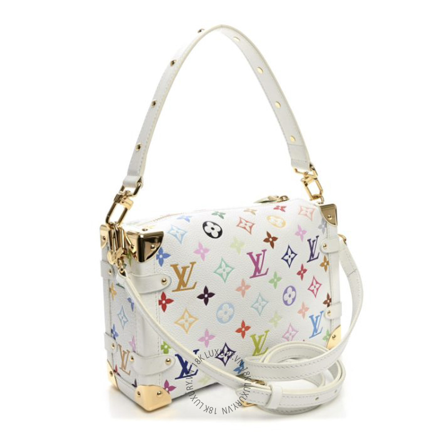 Túi Xách Hộp Đeo Chéo Louis Vuitton LV x TM Cowhide Monogram Multicolor Side Trunk MM White NSBD156