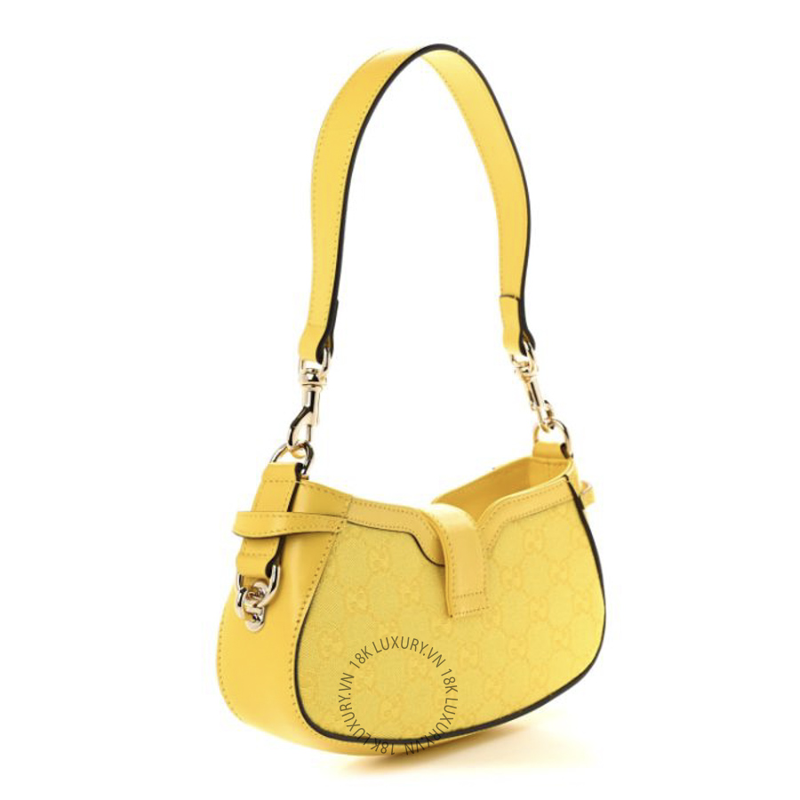 Túi Xách Kẹp Nách Gucci Calfskin Monogram Mini Moon Side Shoulder Bag Yellow GDCB403