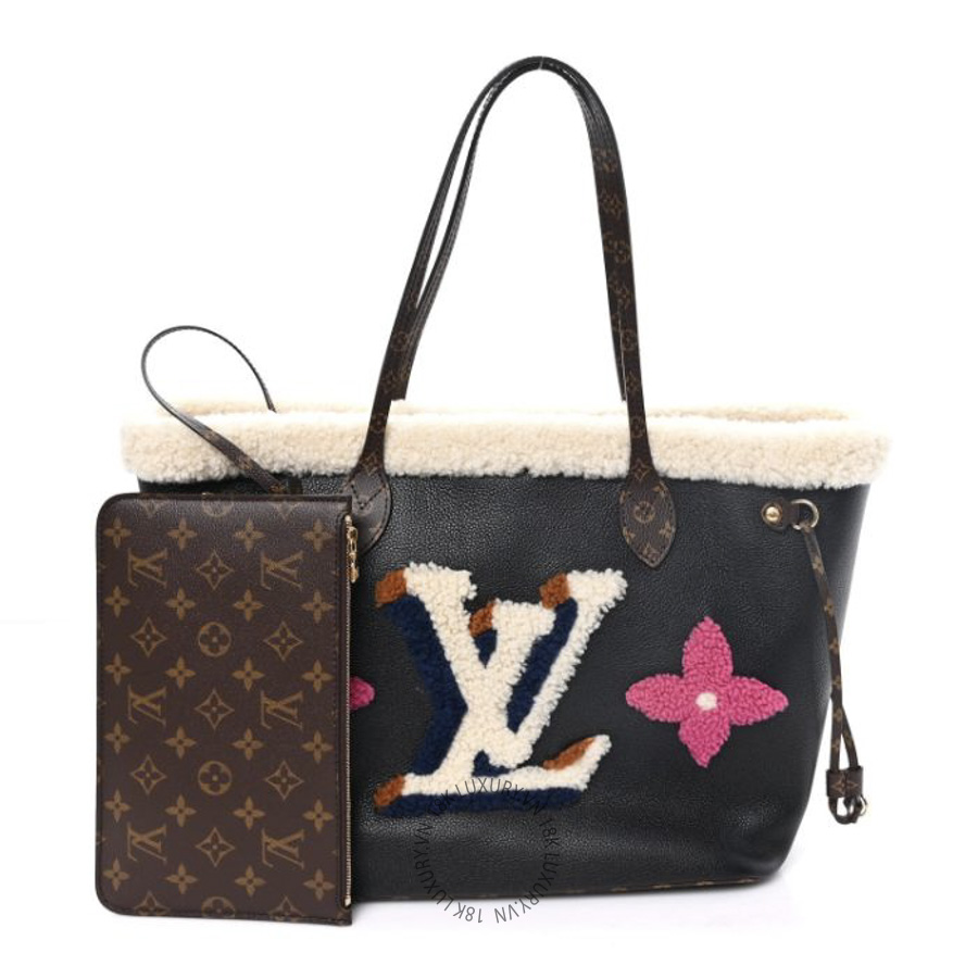 Túi Xách Louis Vuitton Calfskin Monogram Teddy Neverfull MM Black NSBD551