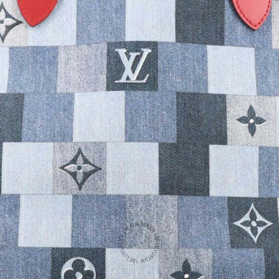 Túi Xách Louis Vuitton Denim Damier Monogram Patchwork Neverfull Blue Rouge NSBD574 20 Túi Xách Louis Vuitton Denim Damier Monogram Patchwork Neverfull Blue Rouge NSBD574
