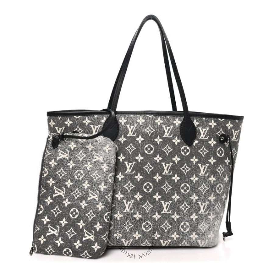 Túi Xách Louis Vuitton Denim Monogram Jacquard Neverfull MM Grey MNGR575