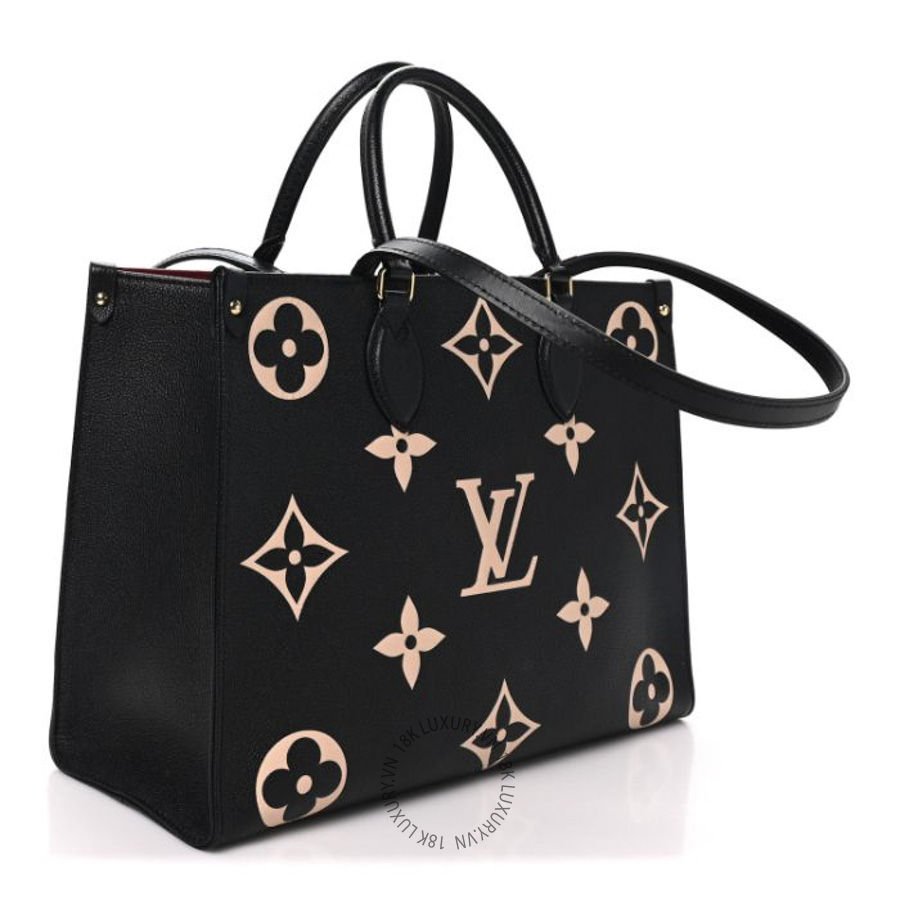 Túi Xách Louis Vuitton Empreinte Monogram Giant Onthego MM Black Beige NSBD072