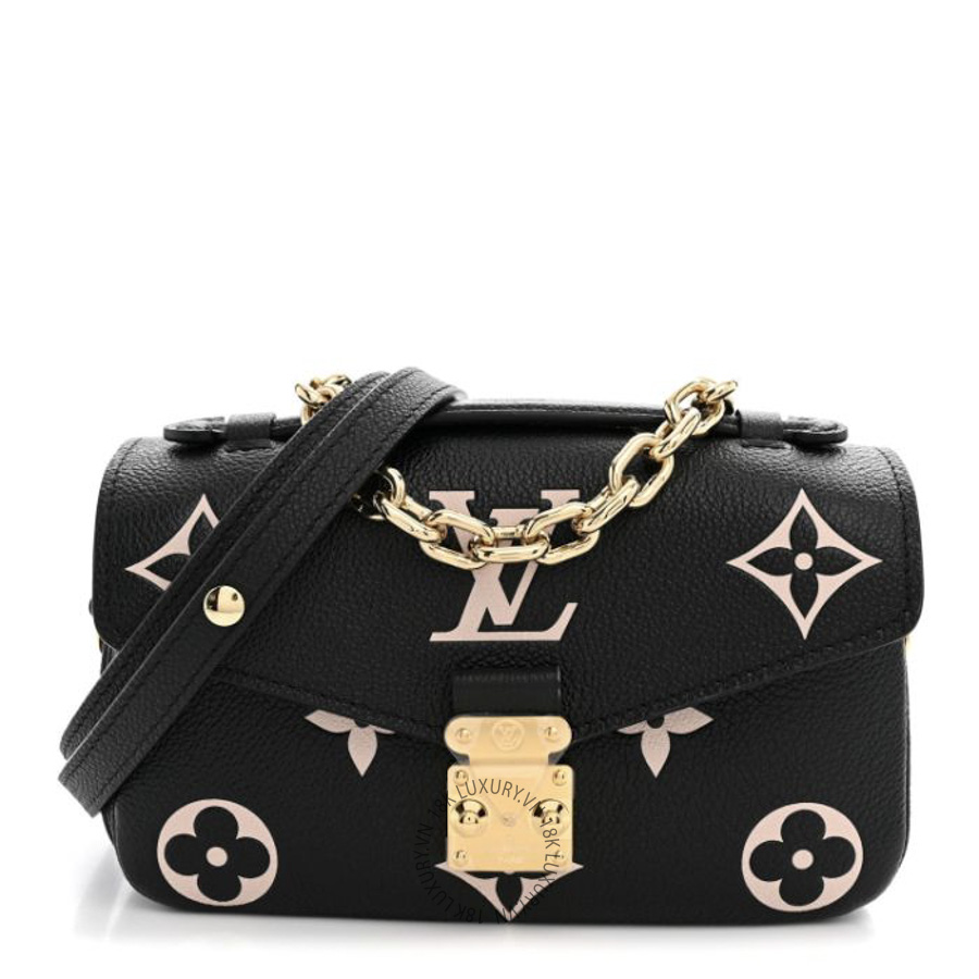 Túi Xách Louis Vuitton Empreinte Monogram Giant Pochette Metis East West Black Beige NSBD772