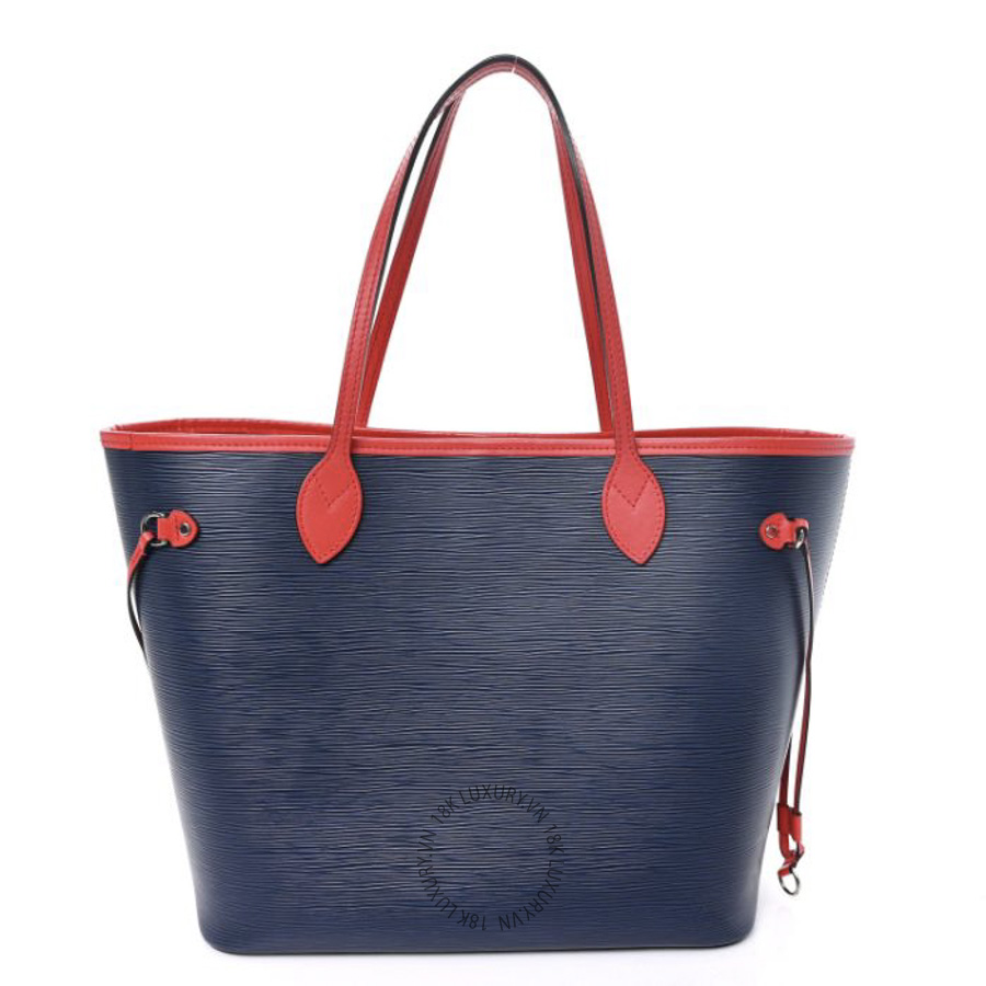 Túi Xách Louis Vuitton Epi Neverfull MM Indigo Coquelicot NSBD657