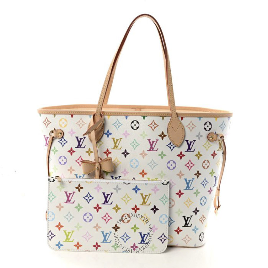 Túi Xách Louis Vuitton LV X TM Monogram Multicolor Neverfull MM White MNGR607
