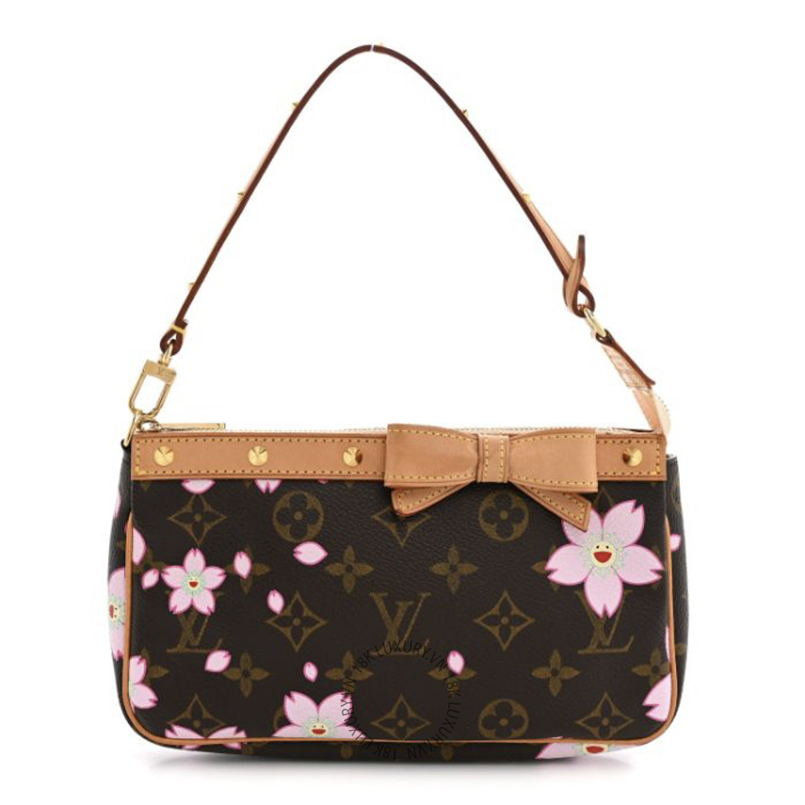 Túi Xách Louis Vuitton Monogram Cherry Blossom Pochette Accessories Brown NSBD835