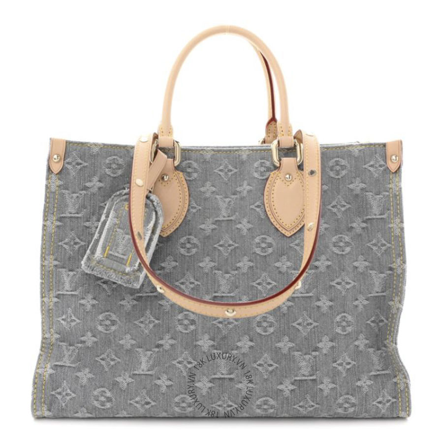 Túi Xách Louis Vuitton Monogram Denim Onthego MM Washed Grey MNGR746