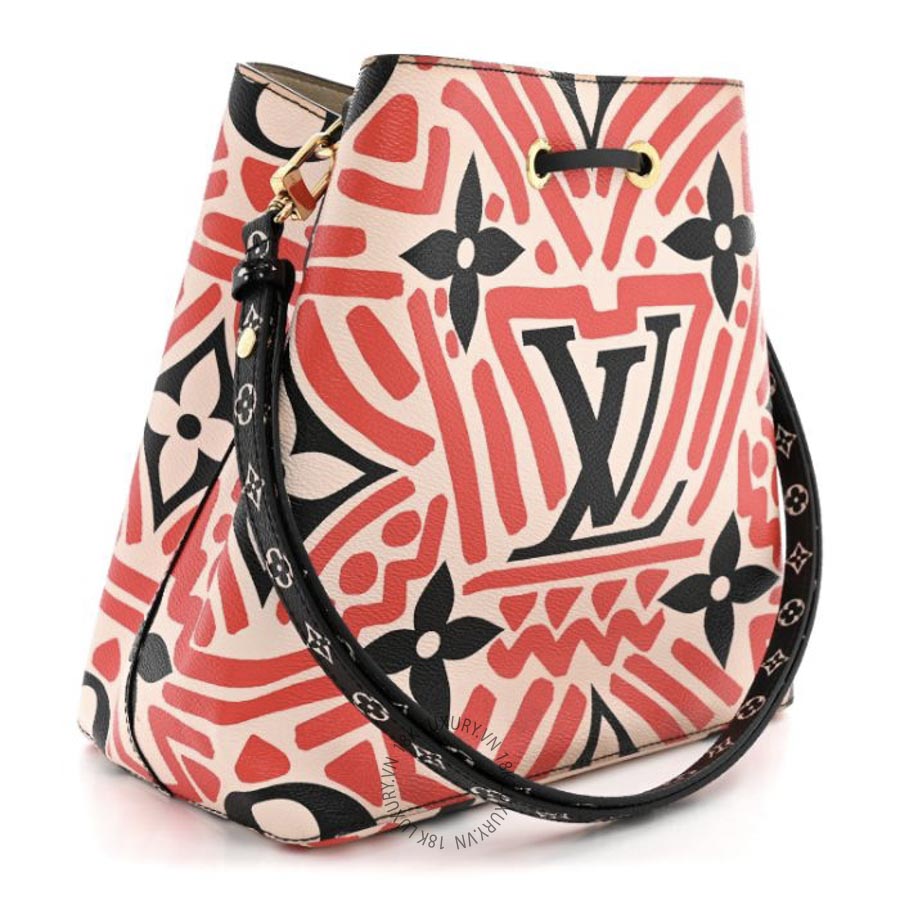 Túi Xách Louis Vuitton Monogram Giant Crafty NeoNoe MM Creme Rouge Black NSBD836