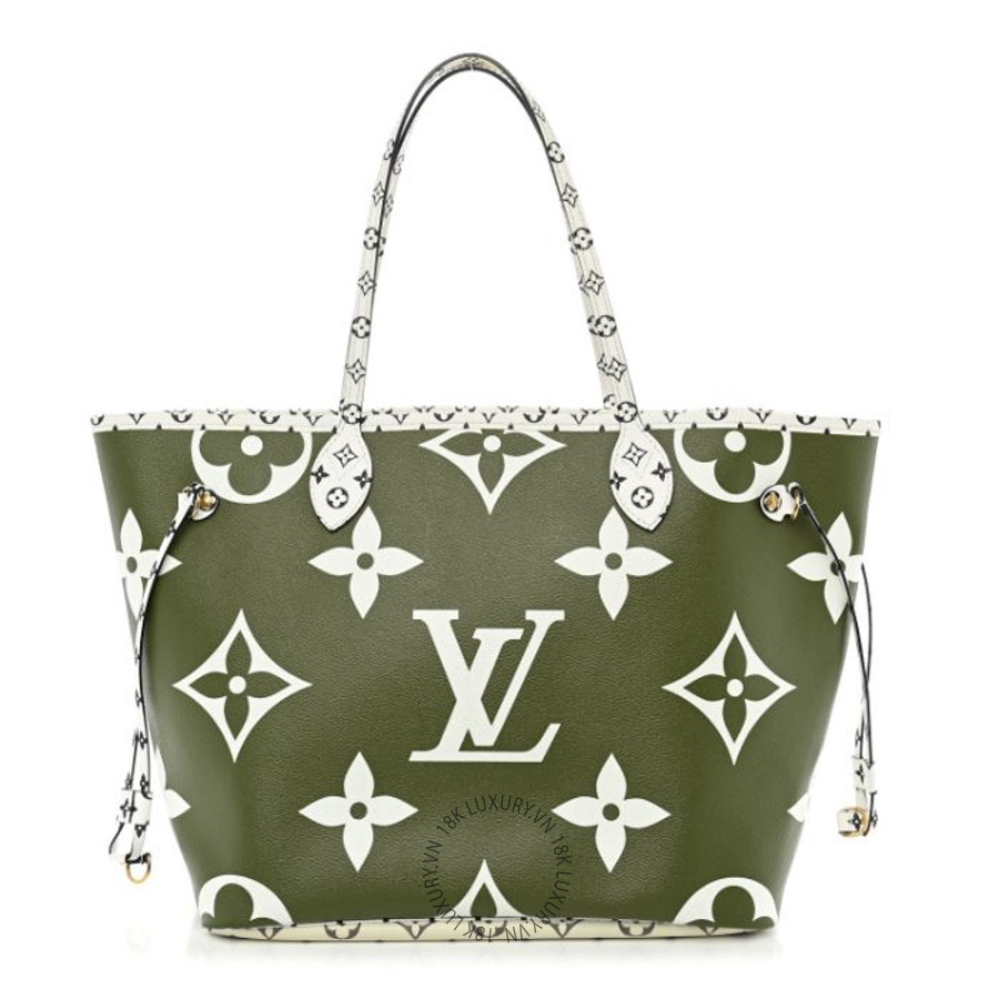 Túi Xách Louis Vuitton Monogram Giant Neverfull MM Kaki MNGR338