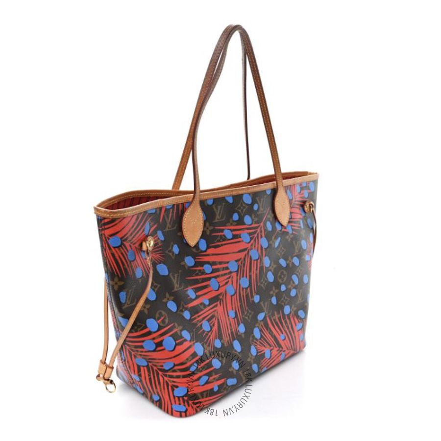 Túi Xách Louis Vuitton Monogram Jungle Dots Neo Neverfull MM Coquelicot Denim NSBD170