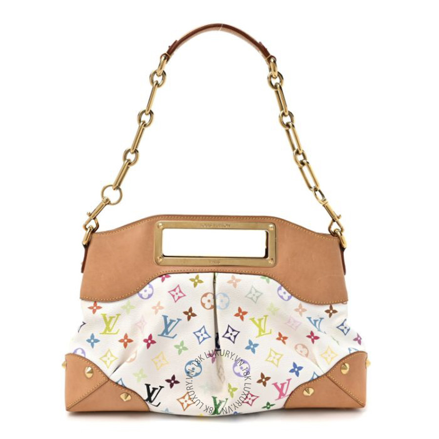Túi Xách Louis Vuitton Monogram Multicolor Judy MM White MNGR027
