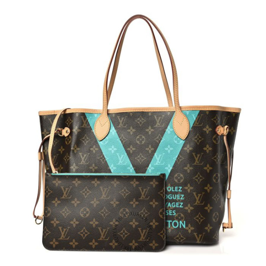 Túi Xách Louis Vuitton Monogram V Neverfull MM Turquoise NSBD019