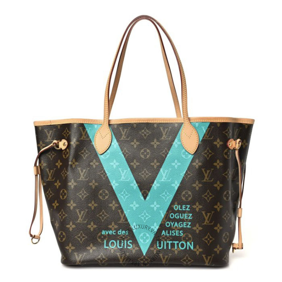 Túi Xách Louis Vuitton Monogram V Neverfull MM Turquoise NSBD019