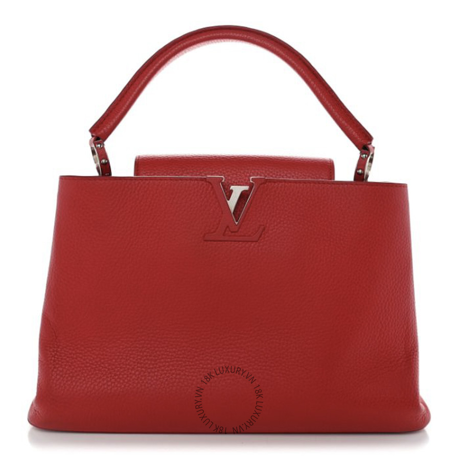 Túi Xách Louis Vuitton Taurillon Capucines MM Coquelicot NSBD649