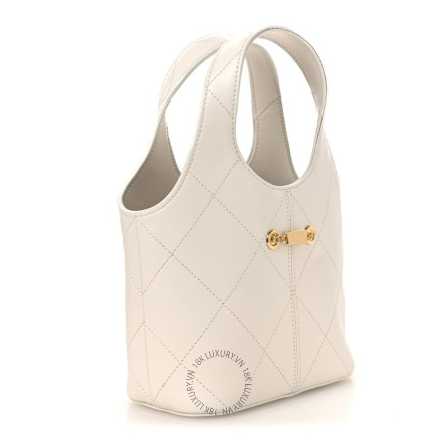 Túi Xách Mini Chanel Calfskin Quilted Small Shopping Bag White CVB1134