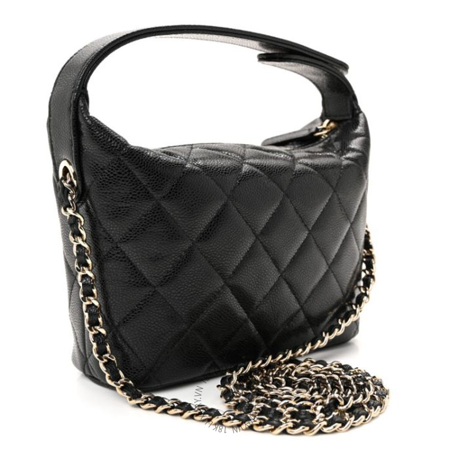 Túi Xách Mini Chanel Caviar Quilted Hobo Clutch With Chain Black CVB175