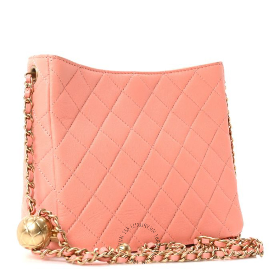 Túi Xách Mini Chanel Lambskin Quilted Small Pearl Crush Hobo Coral CVB186