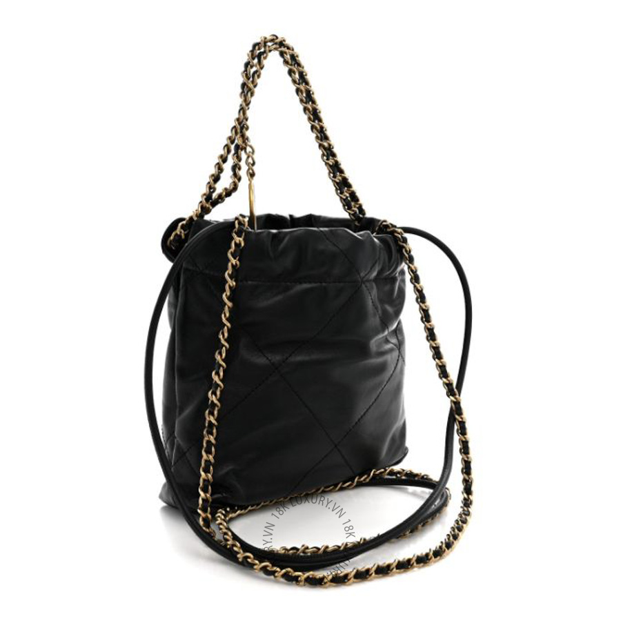 Túi Xách Mini Chanel Shiny Calfskin Quilted Chanel 22 Black CVB351