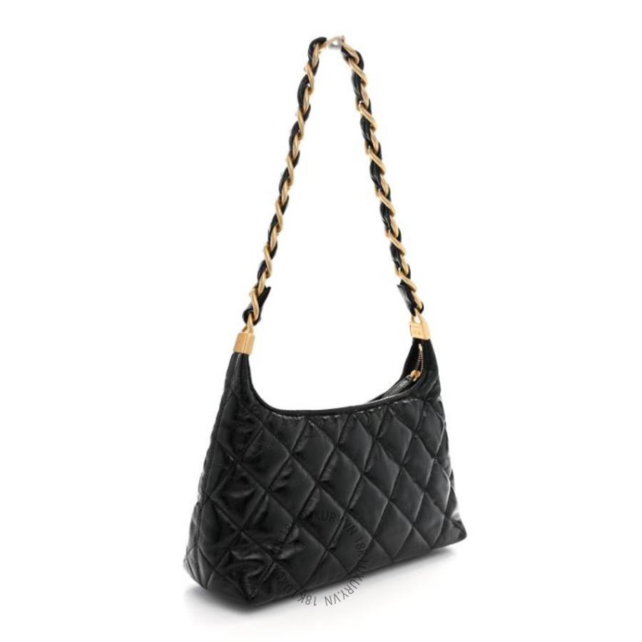 Túi Xách Mini Chanel Shiny Crumpled Lambskin Quilted CC Funky Town Hobo Black CVB519