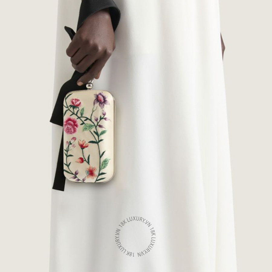 Túi Xách Mini Givenchy Evening clutch with floral embroideries and bow BB514TB2BL-105 GHJ156