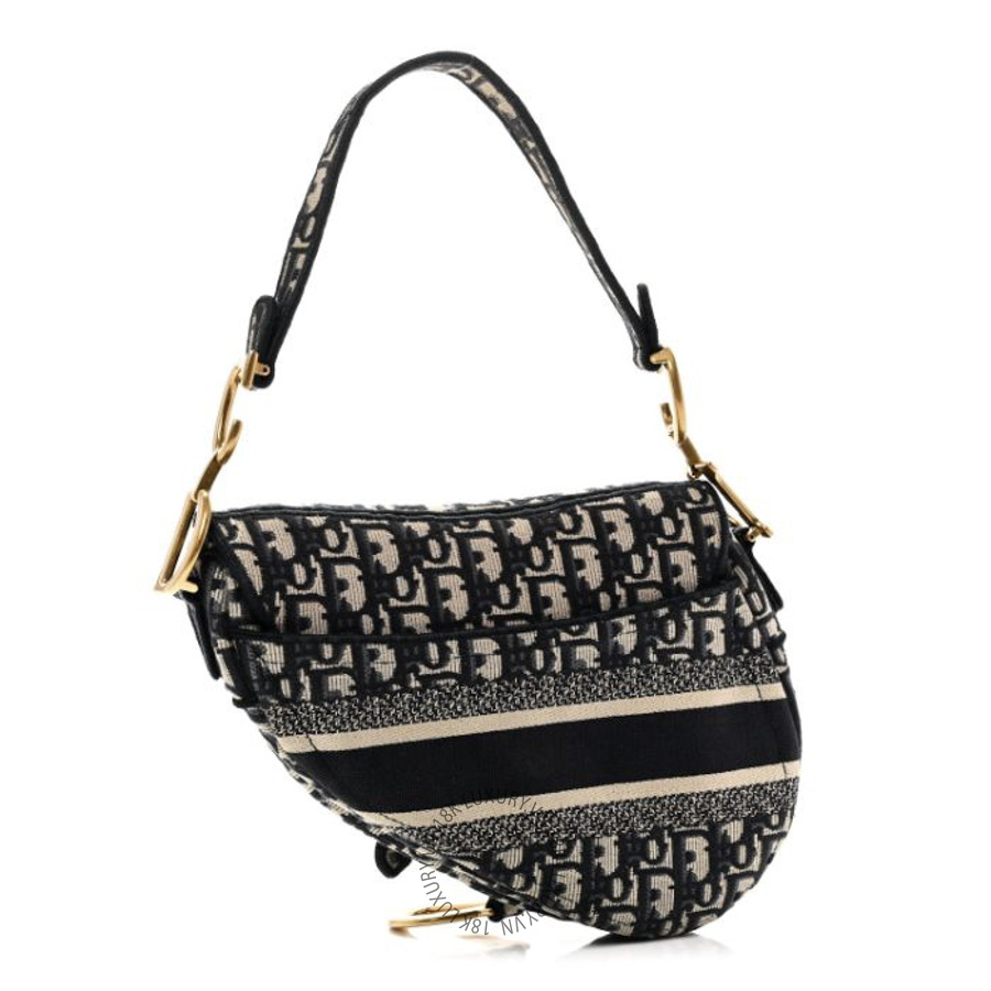 Túi Xách Nữ Yên Ngựa Christian Dior Oblique Embroidered Saddle Bag Blue SPSS236