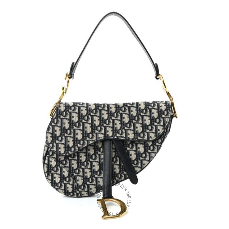 Túi Xách Nữ Yên Ngựa Christian Dior Oblique Saddle Bag Blue SPSS192