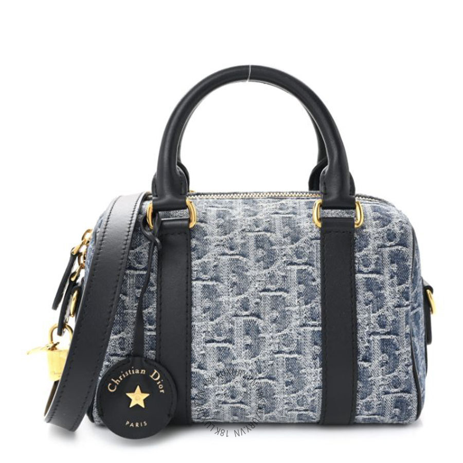 Túi Xách Trống Christian Dior Denim Oblique Groove 20 Bag Blue SPSS069
