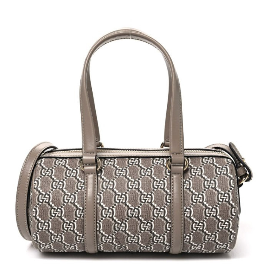 Túi Xách Trống Gucci GG Shadow Monogram Ophidia Top Handle Bowler Bag Taupe GDCB492