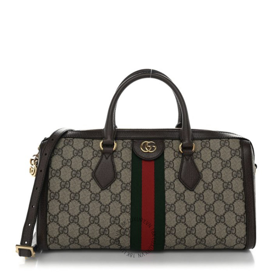 Túi Xách Trống Gucci GG Supreme Monogram Web Medium Ophidia Boston Brown GDCB361