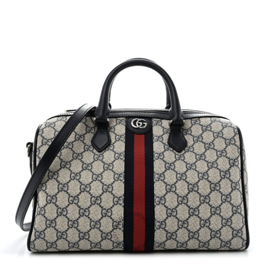 Túi Xách Trống Gucci GG Supreme Monogram Web Medium Ophidia Top Handle Bag Beige Blue GDCB470