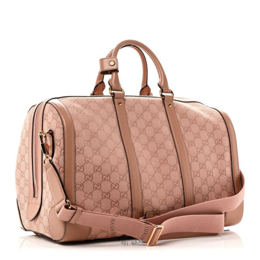 Túi Xách Trống Gucci Monogram Azalea Calfskin Small Retro Interlocking G Duffle Bag Cloche Rose Pink GDCB430