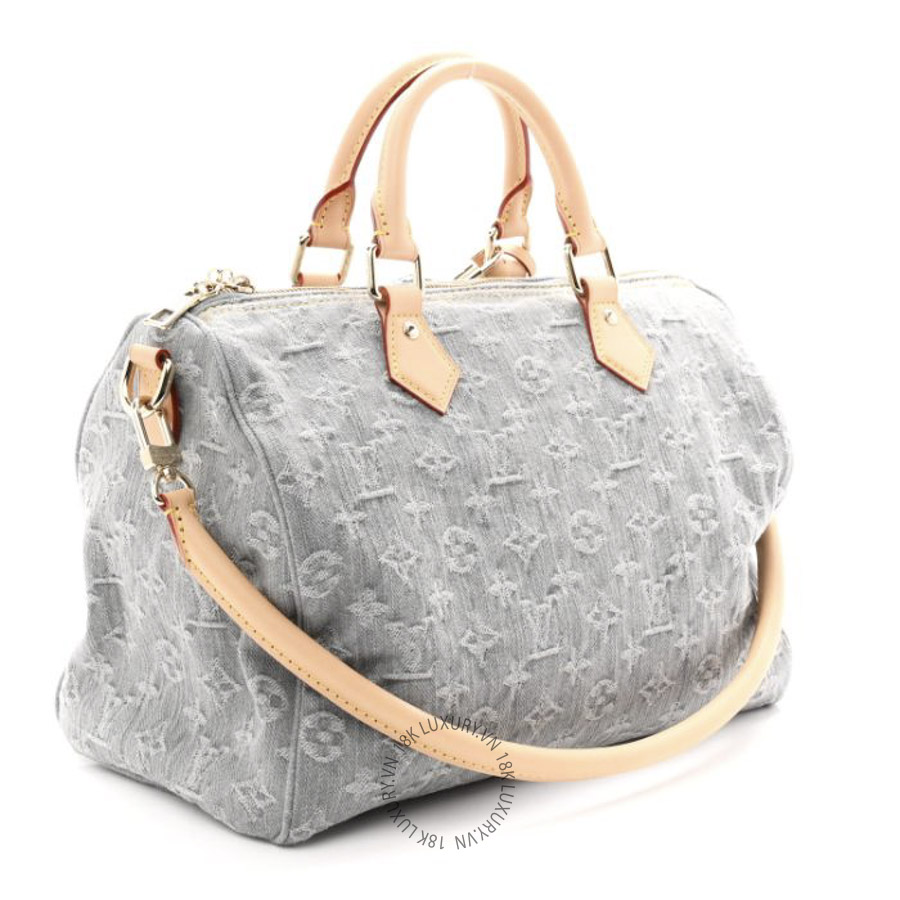 Túi Xách Trống Louis Vuitton Monogram Denim Speedy Soft 30 Washed Gray NSBD166