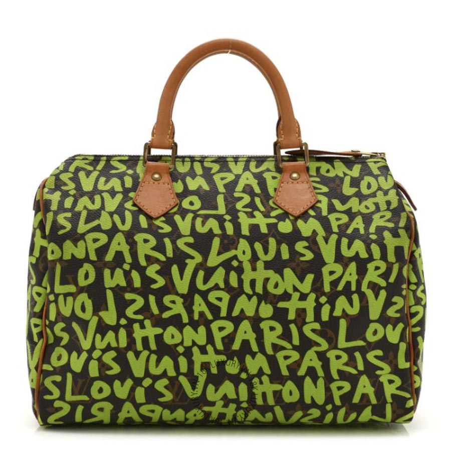 Túi Xách Trống Louis Vuitton Monogram Graffiti Speedy 30 Green NSBD727
