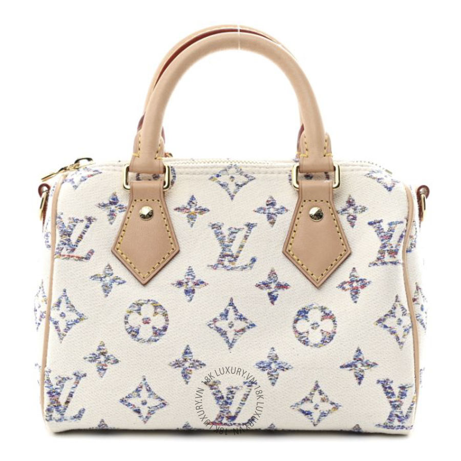 Túi Xách Trống Louis Vuitton Monogram Jacquard Fabric Speedy Bandouliere 20 Multicolor Beige NSBD722