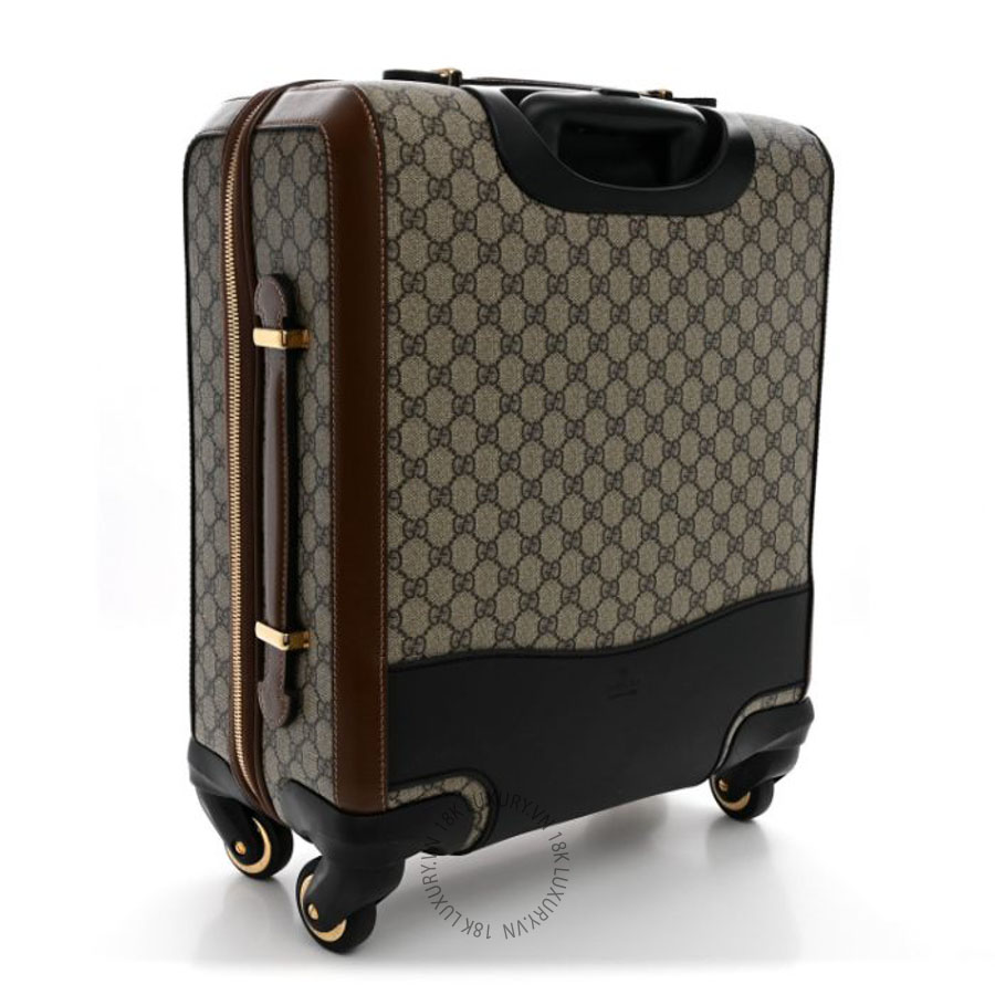 Vali Gucci GG Supreme Monogram Azalea Calfskin Retro Interlocking G Small Savoy Cabin Trolley Beige Ebony Brown Sugar GGC610