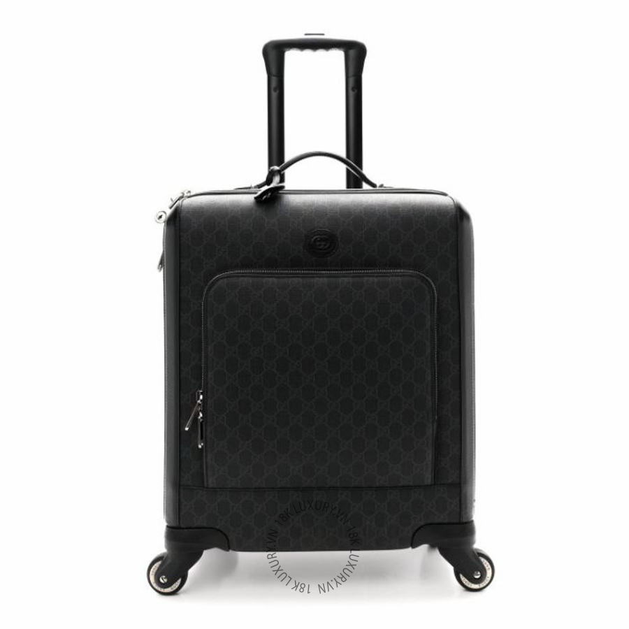 Vali Gucci GG Supreme Monogram Calfskin Carry On Trolley Black NFPG611