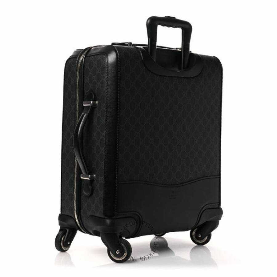 Vali Gucci GG Supreme Monogram Four Wheel Suitcase Black Grey NFPG147