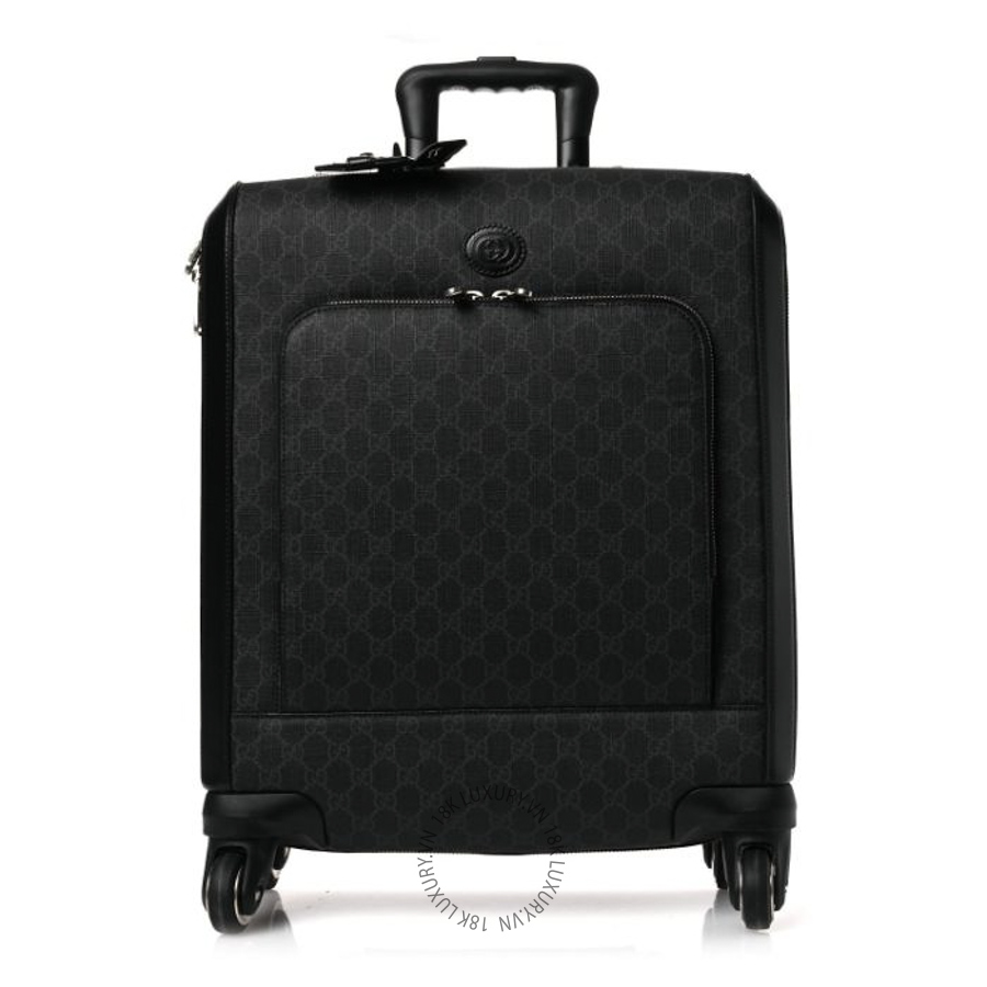 Vali Kéo Gucci GG Supreme Monogram Calfskin Carry On Trolley Black GDCB428