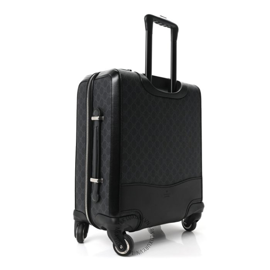 Vali Kéo Gucci GG Supreme Monogram Four Wheel Suitcase Black Grey GDCB454