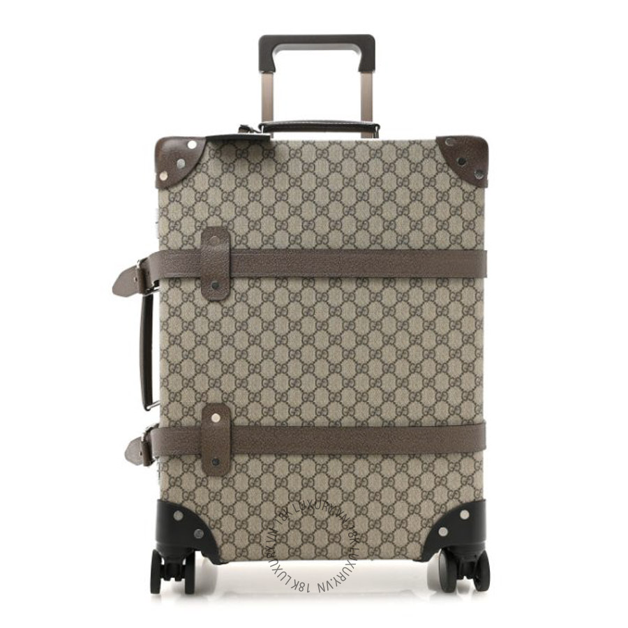 Vali Kéo Gucci Supreme Monogram Globe-Trotter Carry-On Brown GDCB491